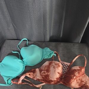 Teal and Tie-Dye Bikini Tops